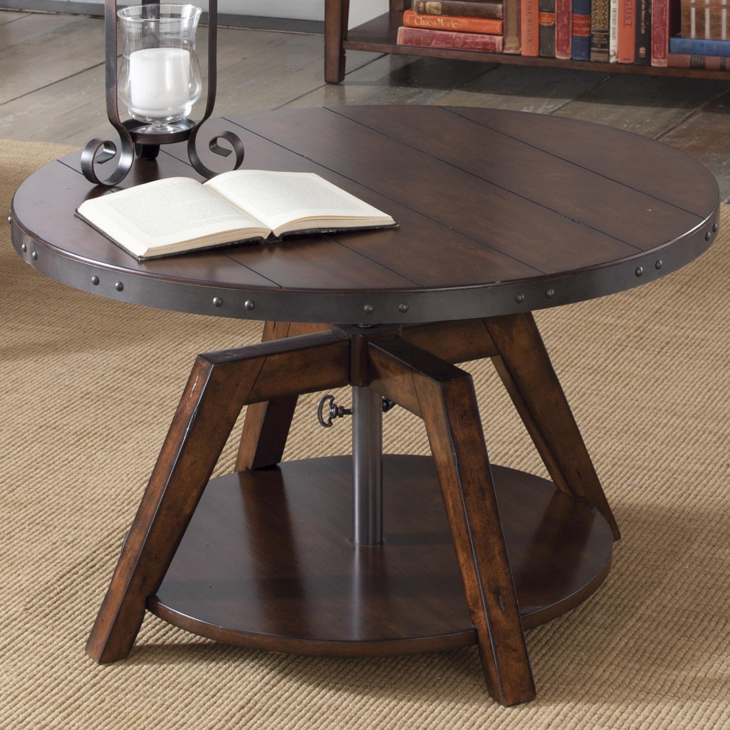 Liberty Furniture Aspen Skies 316OT1011 Industrial Casual Adjustable Round Motion Cocktail